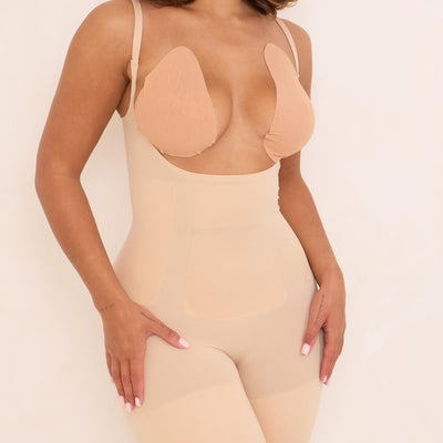 360Sculpt™- Open bust Bodysuit-BEIGE
