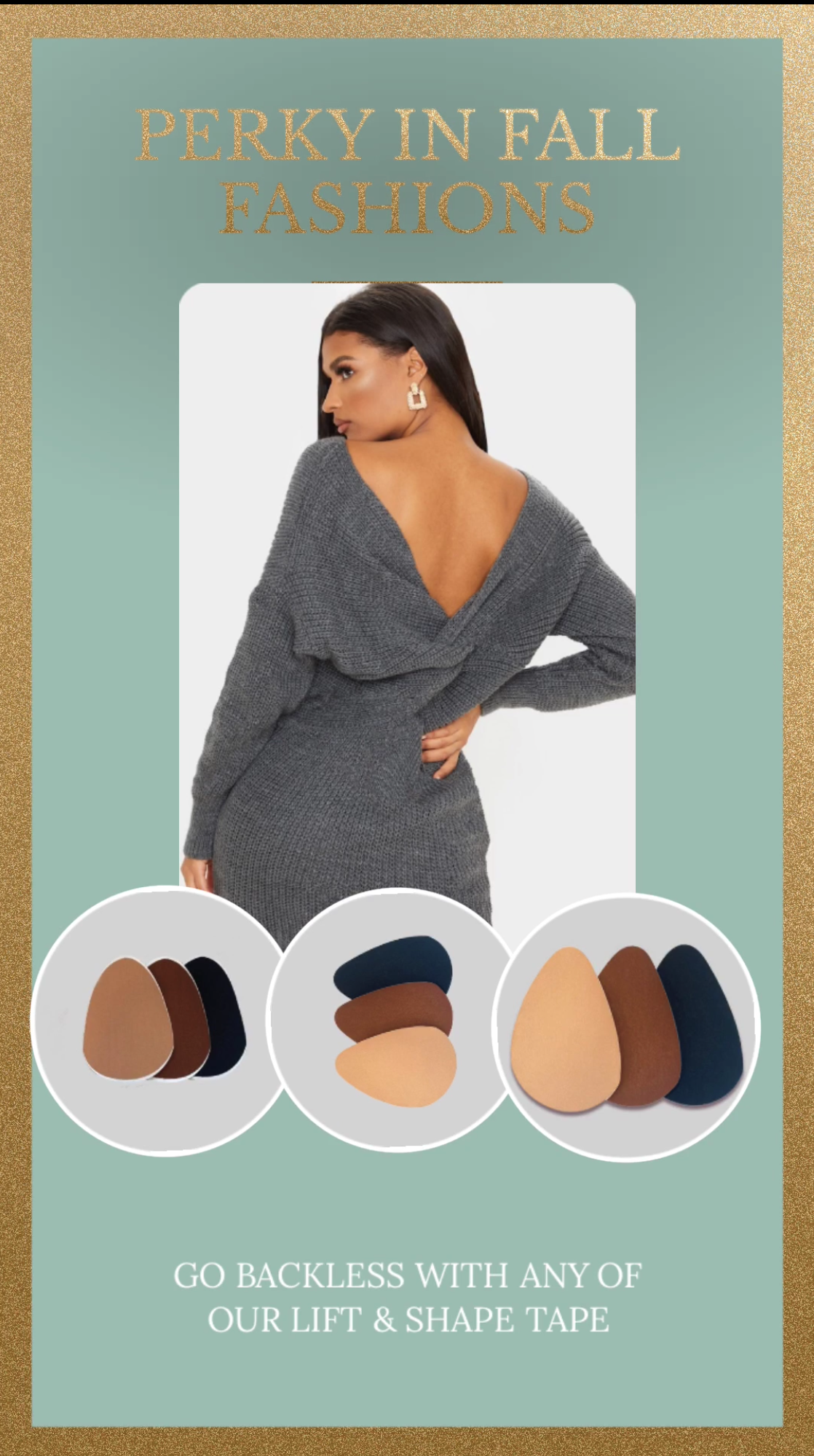 Use Perky Pear Breast Lift Tape to get that Comfy No Bra Feeling under Cozy Fall Knitted Styles