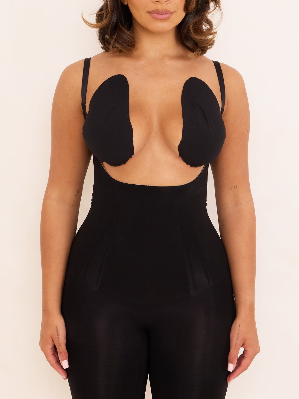 360Sculpt™- Open bust Bodysuit-BLACK
