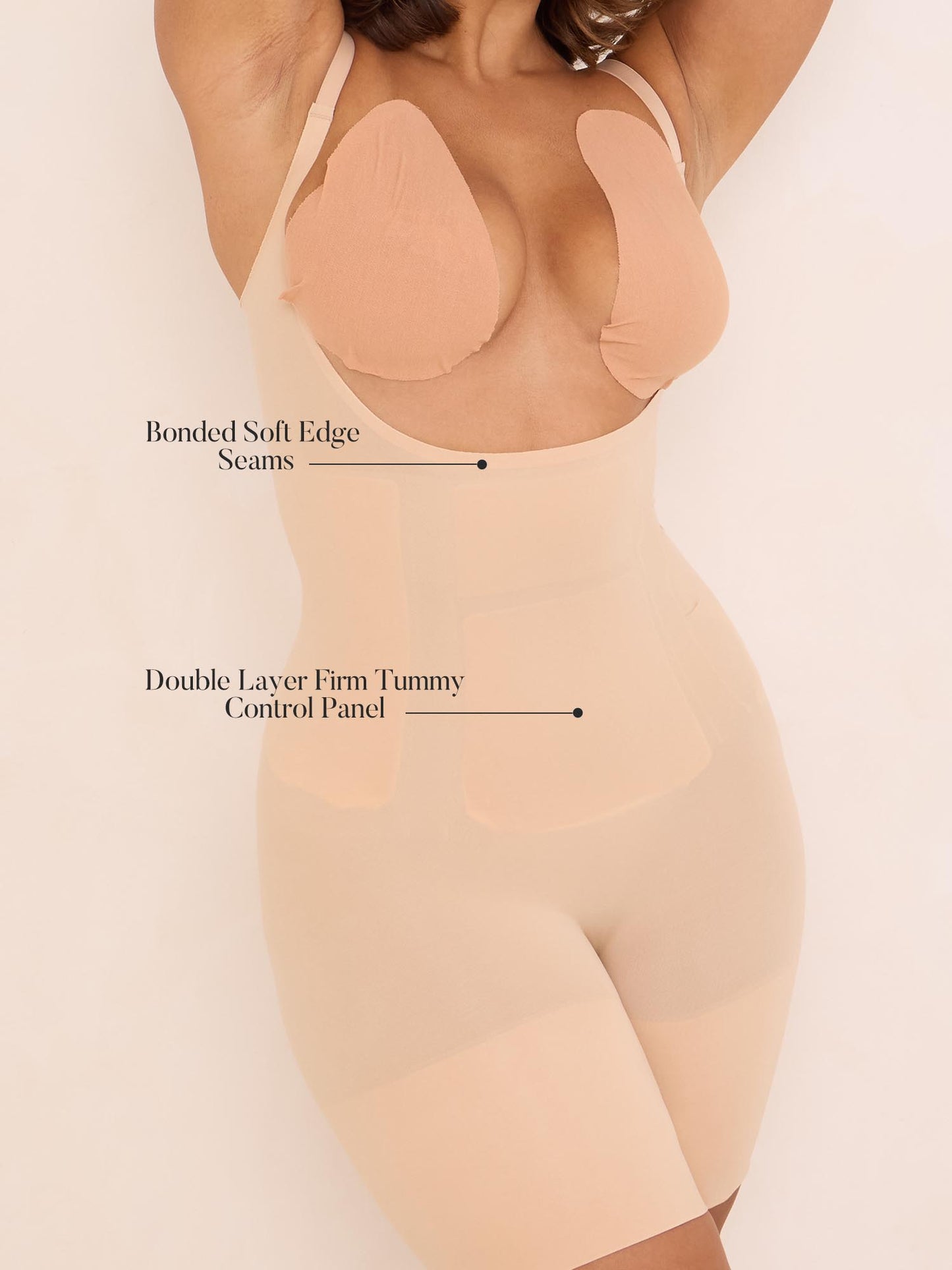 360Sculpt™- Open bust Bodysuit-BEIGE