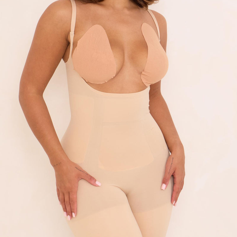 360Sculpt™- Open bust Bodysuit-BEIGE