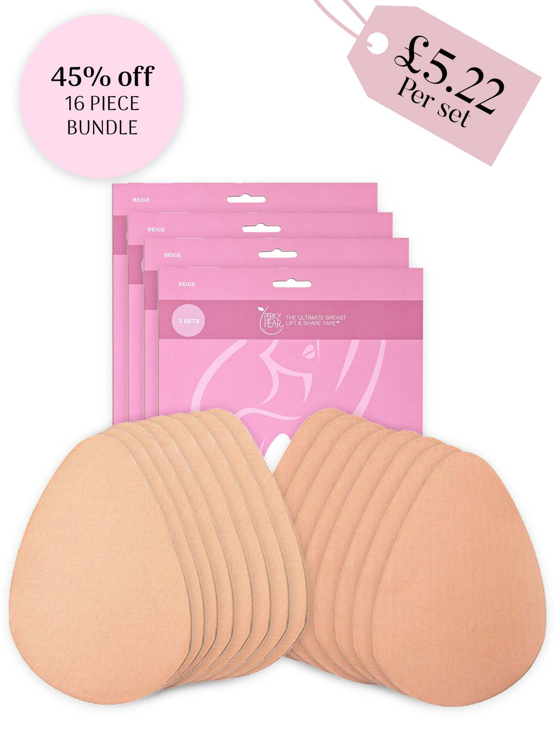 Original Lift &amp; Shape Pear® Tape-QUAD Pack Savings Bundle-BEIGE (8 PAIRS)
