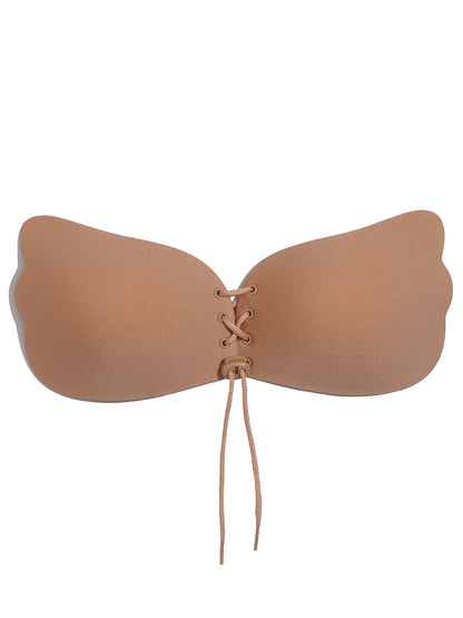 Adhesive Drawstring Push Up Bra-Beige