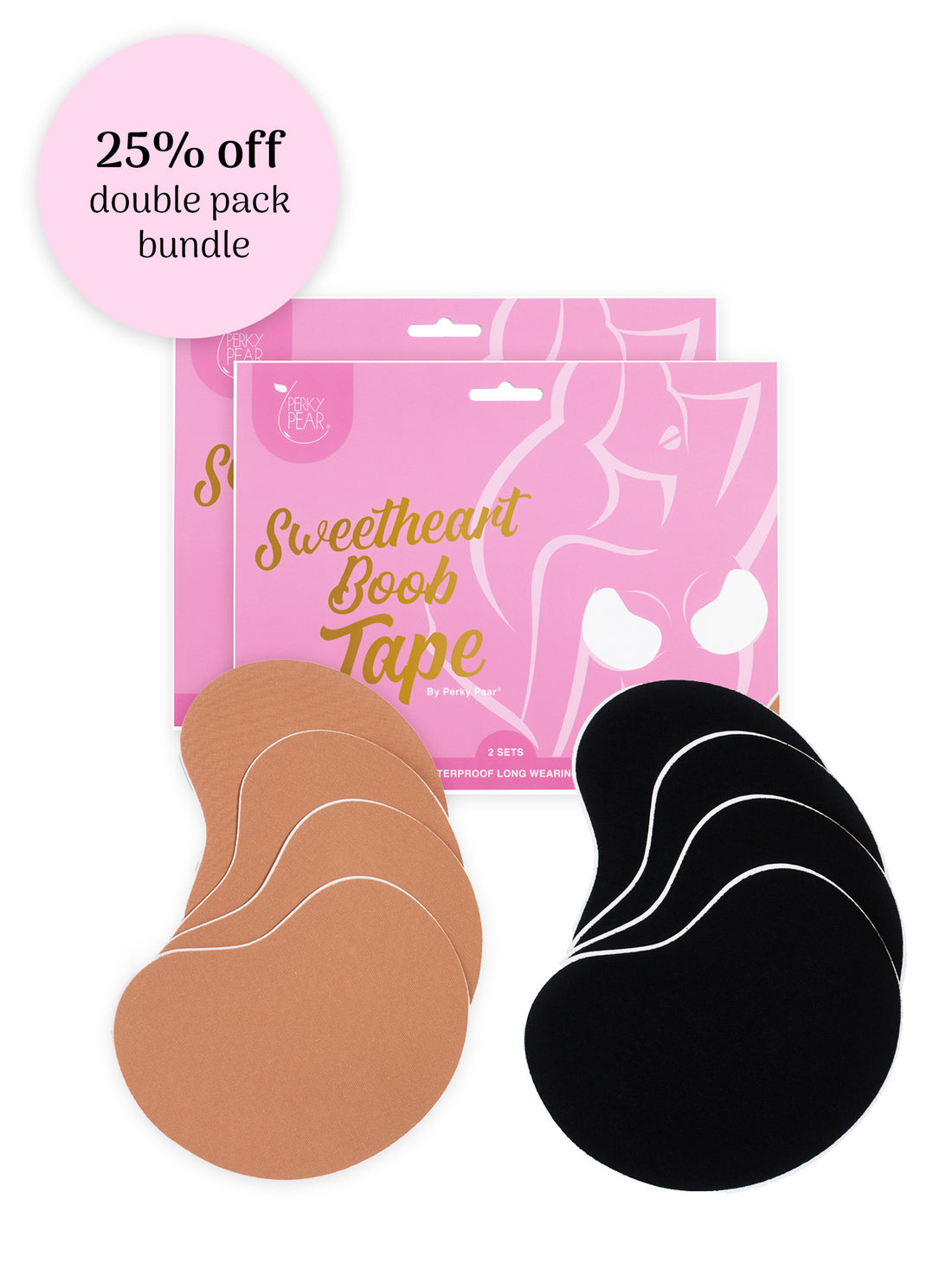Sweetheart Strapless Boob Tape-Double Pack Bundle-BEIGE &amp; BLACK
